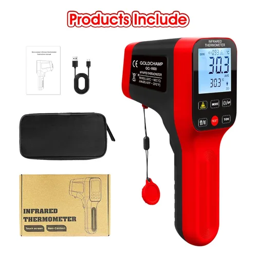 Miniatura 7 de Termómetro infrarrojo pirómetro 30:1 - 58℉~2912℉, termómetro sin contacto, pistola de temperatura láser recargable con pantalla LCD, emisividad