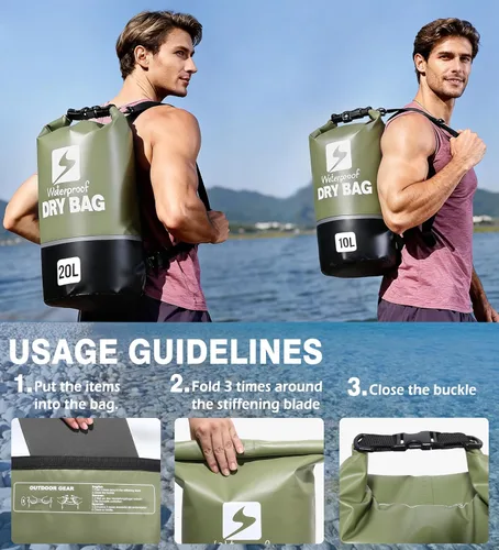 Miniatura 5 de Soulsfeng Mochila seca impermeable con parte superior enrollable, ligera para canotaje, kayak, viajes, playa, natación, senderismo y campamento