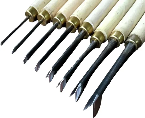 0.059-0.315 in Tipo V Cincel para carpintería Cuchillo triángulo de corte Cuchillos de tallado de madera a mano (8 tamaños-1 cada uno)