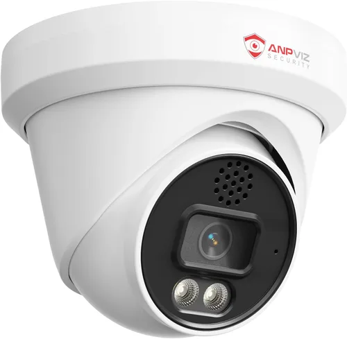 Anpviz Cámara PoE de torreta IP UltraHD 4K para exteriores, cámara de seguridad de audio bidireccional, visión nocturna inteligente de doble color
