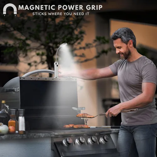 Miniatura 2 de Luces LED para parrilla de asador con base magnética, muy brillantes, cuello de ganso flexible de 360 grados, resistente a la intemperie, Plateado