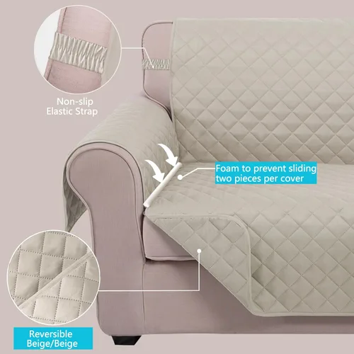 Miniatura 3 de U-NICE HOME Funda para sillón reclinable, reversible, con correas elásticas, resistente al agua, protege de perros y mascotas, sillón extragrande