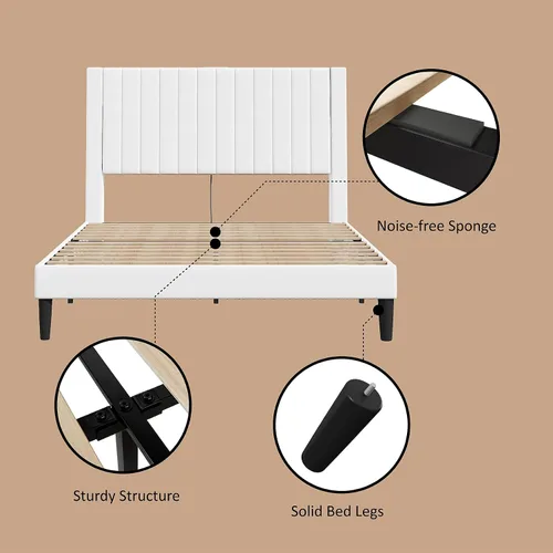 Miniatura 5 de LUXOAK Base de cama tamaño Queen tapizada en terciopelo con estación de carga, soporte de listones de madera, base de colchón, somier opcional
