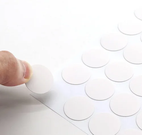 Miniatura 3 de Pegatinas autoadhesivas para agujeros de tornillo, tapas de cubierta de PVC, a prueba de polvo, para muebles de madera, 0.827 in, 2 hojas/108 Blanco