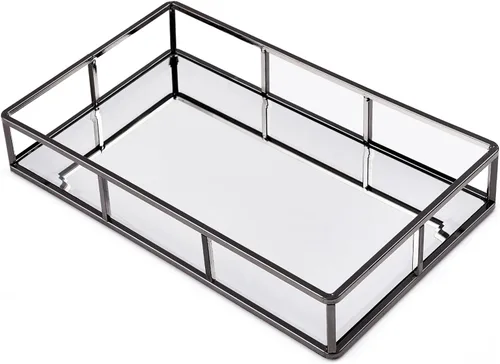 Miniatura 9 de PuTwo Bandeja de espejo, bandeja de perfume plateada, bandeja decorativa, bandeja de tocador de metal, bandeja de joyería, bandejas decorativas