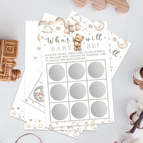 Miniatura 6 de It's a Girl Bear - Tarjetas de anuncio de género para niños o niñas, para baby shower, juego de 25
