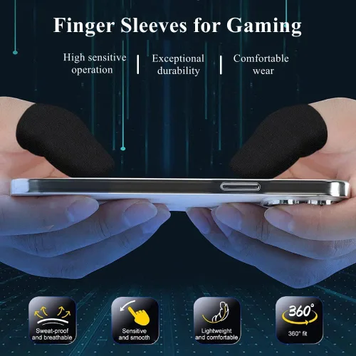 Miniatura 6 de Guantes de juego para manos sudorosas, ultrafinos y transpirables para pantalla táctil, guantes de juego con mangas para dedos para el pulgar