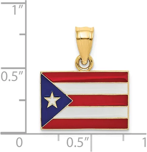 Miniatura 3 de Colgante de bandera de Puerto Rico esmaltada en oro amarillo de 14 quilates Esmalte Sin tipo gema