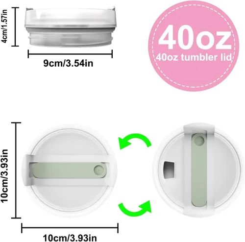 Miniatura 6 de Tapa de Vaso de 40 OZ Compatible con Stanley Quencher, Paquete de 2 Tapas de Vaso de Acero Inoxidable a Prueba de Derrames y Resistentes a