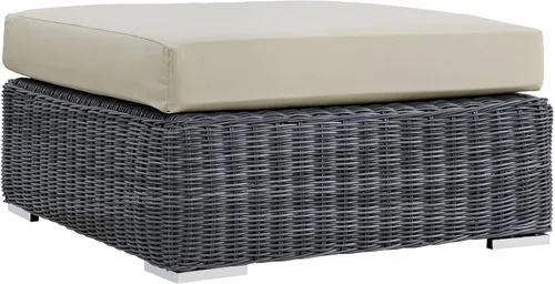 Miniatura 12 de Modway Summon - Otomana cuadrada de mimbre para patio al aire libre, color gris
