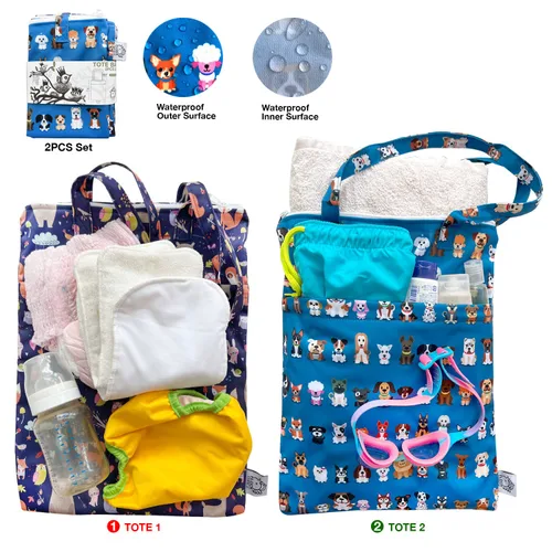 Miniatura 3 de 2 unids bolsa húmeda seca impermeable reutilizable ropa húmeda pañales bebé cochecito traje de baño viaje pequeño más grande electrónica artículos