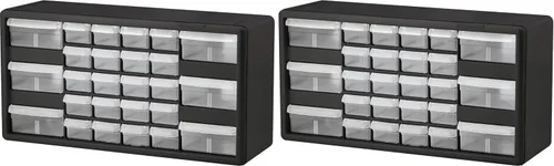 Miniatura 26 de Repisa para almacenamiento de piezas, de plástico, con 26 cajones Akro-Mils 10126REDBLK20, de 20 pulgadas x 10-1/4 pulgadas x 6-3/8 pulgadas, rojo