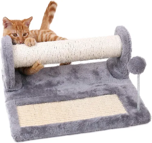PAWZ Road Poste rascador y almohadilla para gatos, postes y almohadillas para rascar cubiertos de sisal con pelota de juego, ideal para gatitos y