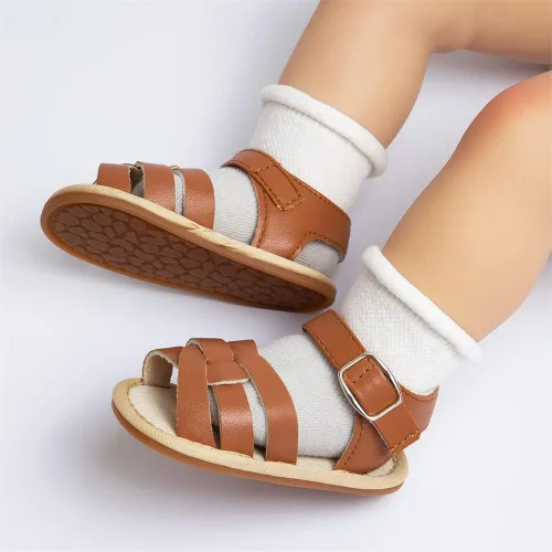 Miniatura 111 de Meckior Sandalias de verano con punta abierta y suave de piel sintética para bebés y niñas pequeñas