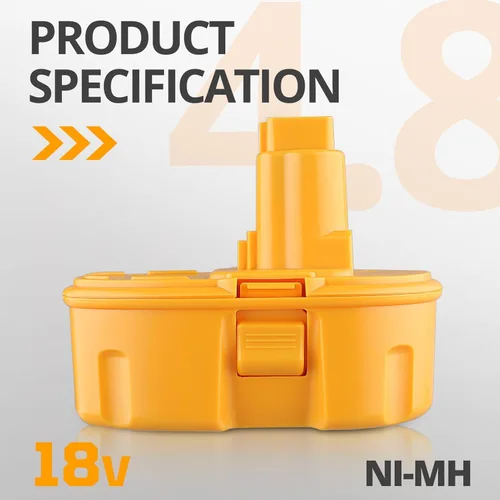Miniatura 2 de 2 paquetes de 18 V 4.8 Ah DC9096 Ni-Mh repuesto para batería Dewalt de 18 V compatible con batería Dewalt de 18 V DW9095 DW9096 DW9099 DE9039 DE9095