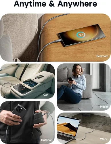 Miniatura 7 de JSAUX Cable USB C de 240 W de 6.6 pies, cable USB C tipo C de carga rápida para MacBook, iPad, Dell XPS, iPhone 17/iPhone Air/iPhone 17 Pro Max, Gris