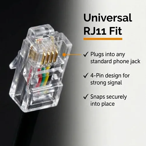 Miniatura 3 de iSoHo Phones: Cable de teléfono para teléfono fijo – sin problemas, cable de línea terrestre rizado para teléfono – fácil de usar + excelente Negro