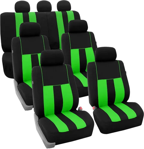 Miniatura 32 de FH Group - Juego completo de fundas para asientos de auto con rayas llamativas, ajuste universal para asientos delanteros de respaldo bajo, Verde