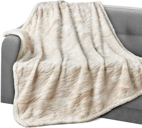 Miniatura 16 de Elegant Comfort Manta reversible de franela sherpa, ultrasuave, mullida, acogedora y afelpada, manta decorativa ligera para todas las estaciones, 50
