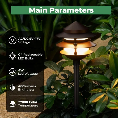 Miniatura 2 de Gardencoin Pagoda Luces de Camino de Bajo Voltaje para Paisaje, Luces de Camino LED al Aire Libre de 12V con Cable, Iluminación de Pasarela