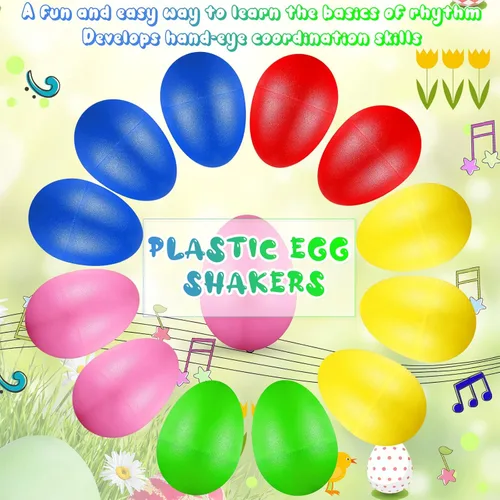 Miniatura 6 de 100 piezas de huevos a granel, instrumentos musicales de percusión, huevos de maracas para niños, juguetes de plástico para aprender pintura, música