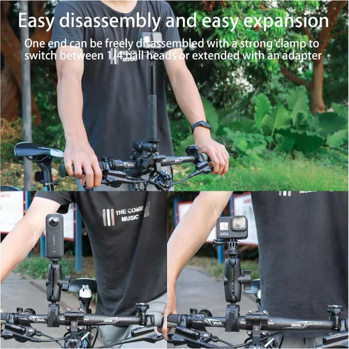 Miniatura 8 de Soporte de cámara de doble abrazadera: soporte universal para carritos de golf, abrazadera de paraguas, escritorio, cochecitos, vagones, estudio