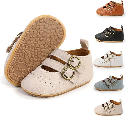 Meckior - Zapatos bajos y livianos para bebés estilo Mary Jane con suela suave y lazo decorativo para vestidos de princesa o bodas para niñas que