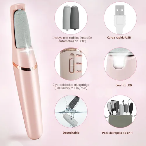 Miniatura 2 de Haootadiy - Quitadores eléctricos de callos para pies, kits de pedicura para eliminar callos de pies eléctricos recargables con 12 en 1, elimina