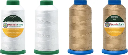 Miniatura 47 de Mandala Crafts - Hilo de nailon para coser cuero, tapicería, mezclilla y para trenzar el pelo; resistente, 1500 yardas, tamaño 69 T70 Marrón