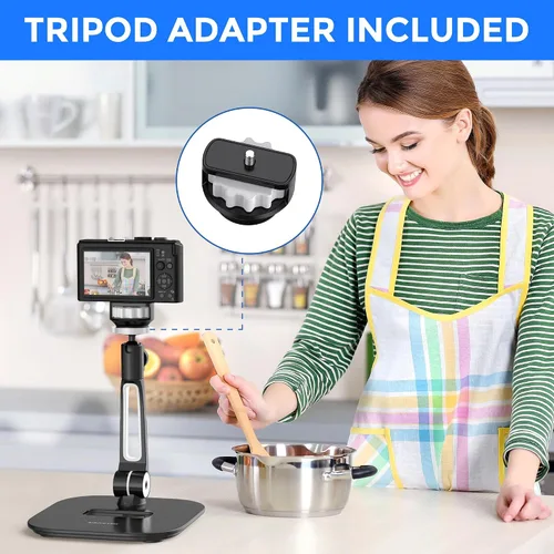 Miniatura 7 de AboveTEK Soporte para tableta, elegante soporte de aluminio para iPad, soporte plegable giratorio de 360° para tabletas/teléfonos inteligentes de 4