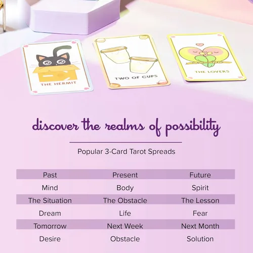 Miniatura 5 de Lindas cartas de tarot Kawaii para principiantes - Baraja mágica de anime Oracle para adolescentes Afirmación