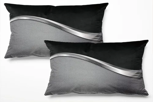 Miniatura 9 de 2 Pack Rectangle Pillow Covers 12x16 Inch, Silver and Black Metallic Decorative Throw Pillow Cases, Double-Sided Printed Boudoir Cushion Covers for