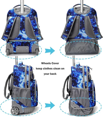 Miniatura 5 de Tilami Mochila con ruedas, mochila para laptop de 19 pulgadas con ruedas y lonchera