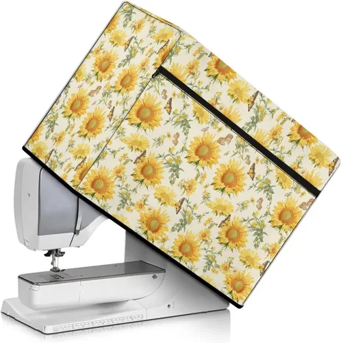 Miniatura 20 de Funda para máquina de coser de mariposas y flores con prácticos bolsillos, funda protectora con asa, para la mayoría de máquinas de coser estándar