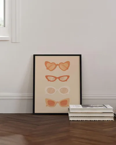 Miniatura 5 de HAUS AND HUES Arte de gafas de sol – Decoración de pared estética de durazno – Decoración bohemia de habitación para dormitorio – Póster de pared