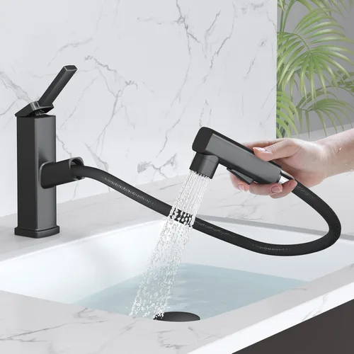 Miniatura 8 de MIAOHUI Grifo de Lavabo de Vasija con Rociador Extraíble, Grifo Alto de Lavabo de Baño de 3 Modos de Rociado, Grifos Altos de Baño para Lavabo de 1