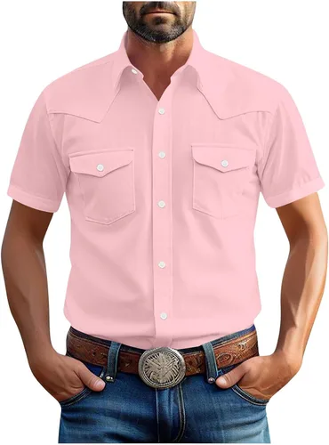 Miniatura 8 de Men's Short Sleeve Button Down Shirts Cargo Shirt Fashion Casual Summer Beach Shirts Business Work Basic Tee Tops