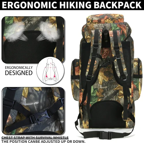Miniatura 5 de Mochila de senderismo W WINTMING para hombres 70L/100L, mochila de campamento, mochila militar Molle, paquete de asalto de 3 días para escalada