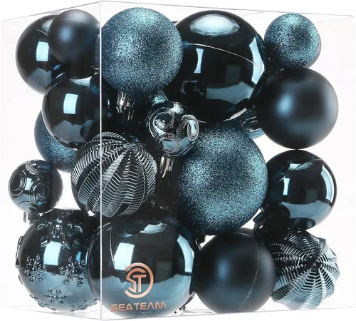 Miniatura 28 de Sea Team Paquete de 21 adornos de bolas de Navidad con cuerdas, esferas de tamaño grande de 80mm/3.15 pulgadas, bombillas de Navidad de plástico
