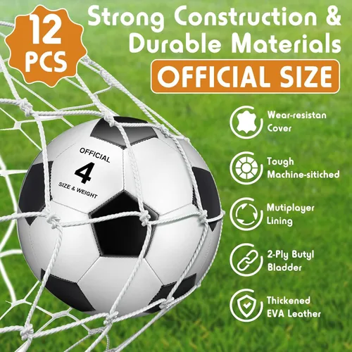 Miniatura 5 de 12 pelotas de fútbol desinfladas de Navidad, tamaño 5/4 a granel con bolsa de cordón para fútbol oficial, deporte, cristiano, donación, regalo