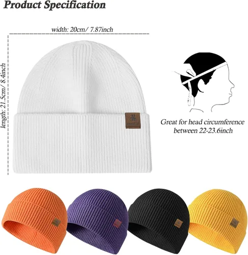 Miniatura 3 de Gorro de forro polar - Gorros de invierno para mujeres y hombres, gorro de calavera con puños, cálidos regalos térmicos y suaves