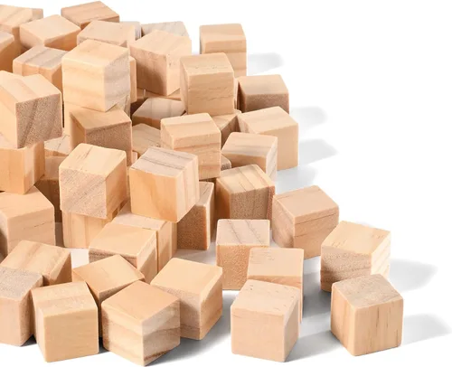 Miniatura 7 de Cubos de madera de 3/4 pulgadas pequeños bloques de madera para manualidades, 0.8 in, bloque cuadrado de madera natural sin terminar para proyectos