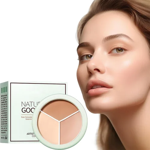 Paleta de correctores artísticos tricolor, impermeable, cubierta de base tricolor, cobertura completa, corrector facial, paleta de contorno de