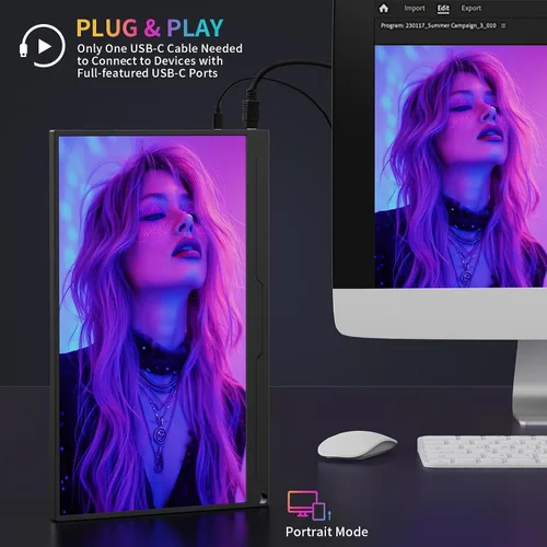 Miniatura 7 de MAGICRAVEN Monitor portátil, extensor de pantalla USB-C y HDMI, segunda pantalla para consola con altavoces integrados, funciona con PS5, Xbox