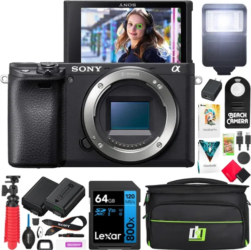 Miniatura 10 de Sony a6400 - Cámara sin espejo 4K con cuerpo de cámara APS-C ILCE-6400B, paquete con lente Sigma 30mm F1.4 DC DN C + micrófono condensador Deco Gear