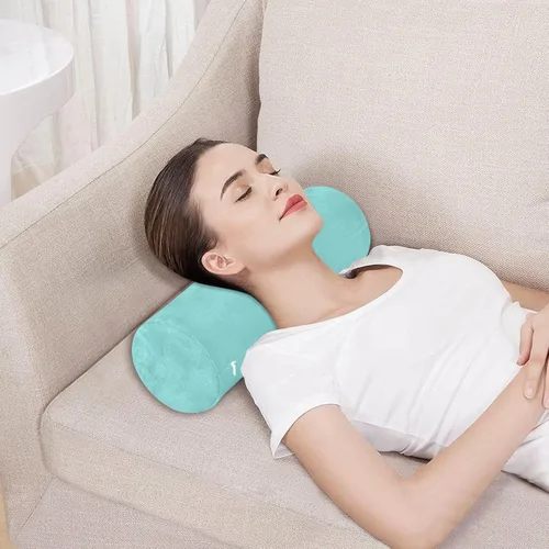 Miniatura 5 de Almohada cervical azul claro y verde azulado para aliviar el dolor de cuello, almohada redonda para el cuerpo, almohada de apoyo lumbar para cama