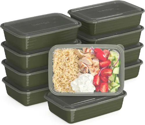 Miniatura 14 de Bentgo Prep - 20 piezas de contenedores reutilizables para preparación de comidas con 1 compartimento y tapas, materiales libres de PFAS y BPA