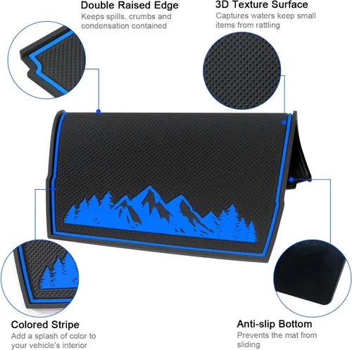 Miniatura 7 de Alfombrillas de tablero para Subaru Crosstrek Accesorios 2023-2018, Forester 2019-2024, Impreza 2018-2023, forro interior antideslizante (azul)