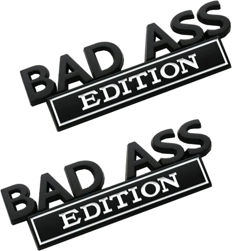 Miniatura 8 de Paquete de 2 Emblemas Edición Bad Ass, Insignia Badass de Metal 3D, Calcomanía Adhesiva de Reemplazo para Capó Delantero para Automóviles, Camiones