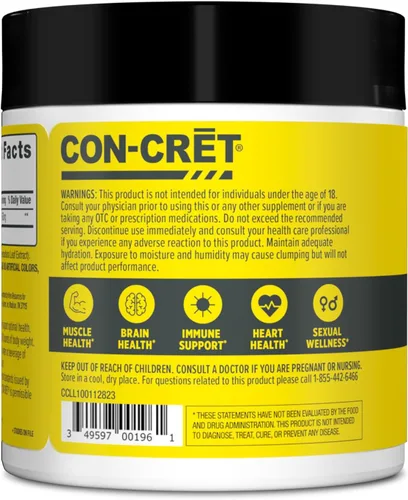 Miniatura 7 de CON-CRET Creatina HCl en polvo Apoyo de energía muscular, cognitiva y celular Sin hinchazón ni calambres Fabricado en Estados Unidos